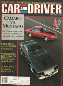 CAR & DRIVER 1983 JUNE - Z/28 vs MUSTANG GT, BMW 633CSi